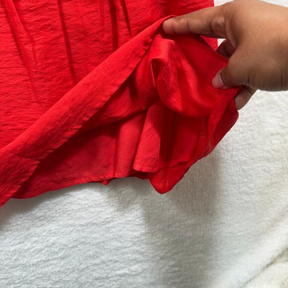 Lost + Wander Red Orange Smocked Drop Waist Babydoll Mini Dress Sz Small - Picture 7 of 12